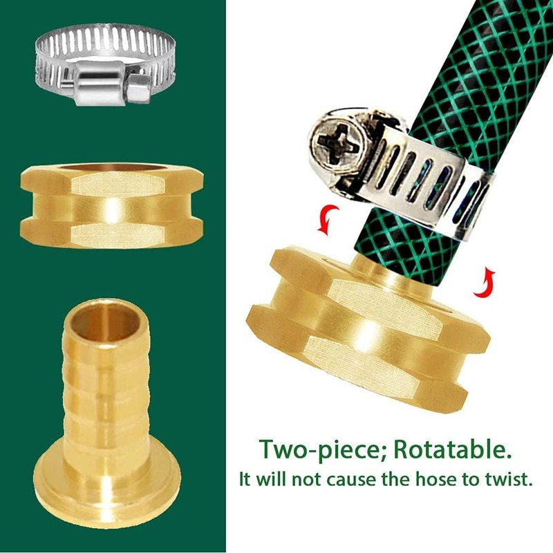 Joywayus Solid Brass Garden Hose Repair Connector with 5/8 Barb, gallery