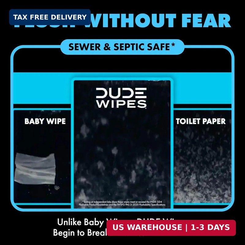 DUDE Wipes Flushable Wet Wipes 48 Count Dispenser, Unscented Wet Wipes with Vita gallery