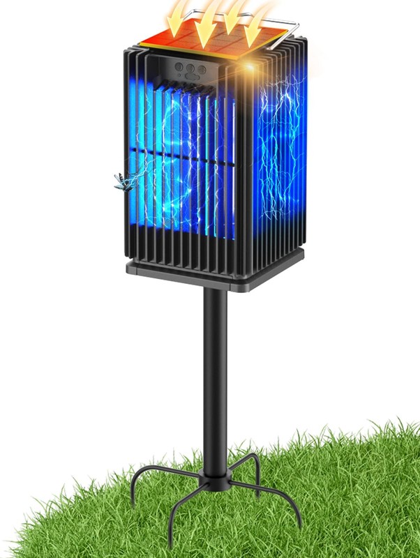 Solar Bug Zapper Outdoor, Waterproof Mosquito Type-C & Black
