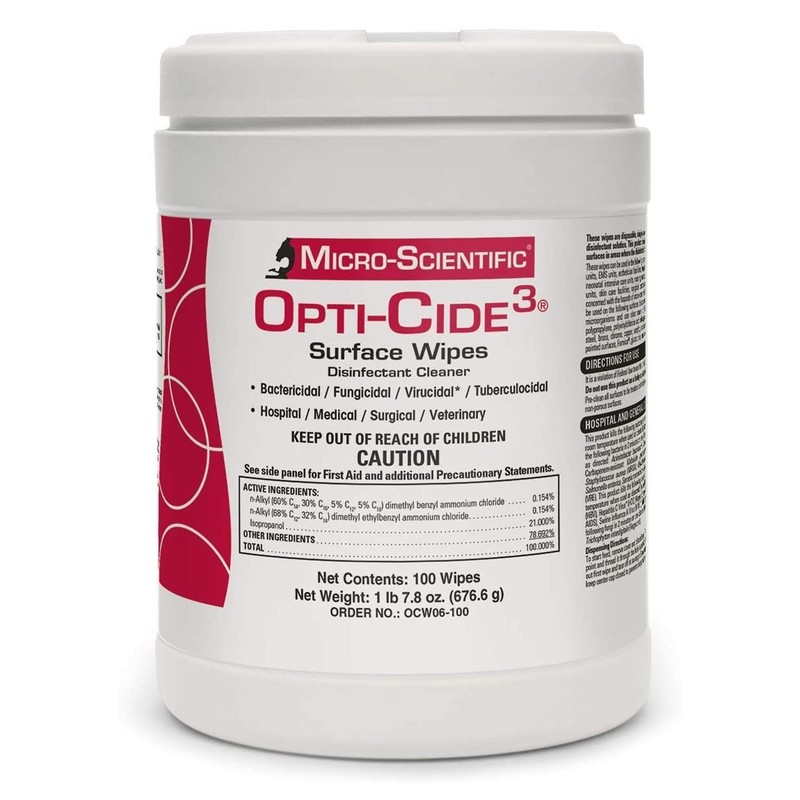 6 Canister Opti-Cide3 Surface Disinfectant Wipes 100 Towelettes per Canister