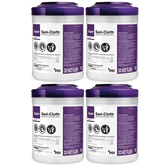 PDI Super Sani-Cloth Germicidal Disposable Wipe (4 TUBS/640WIPES)