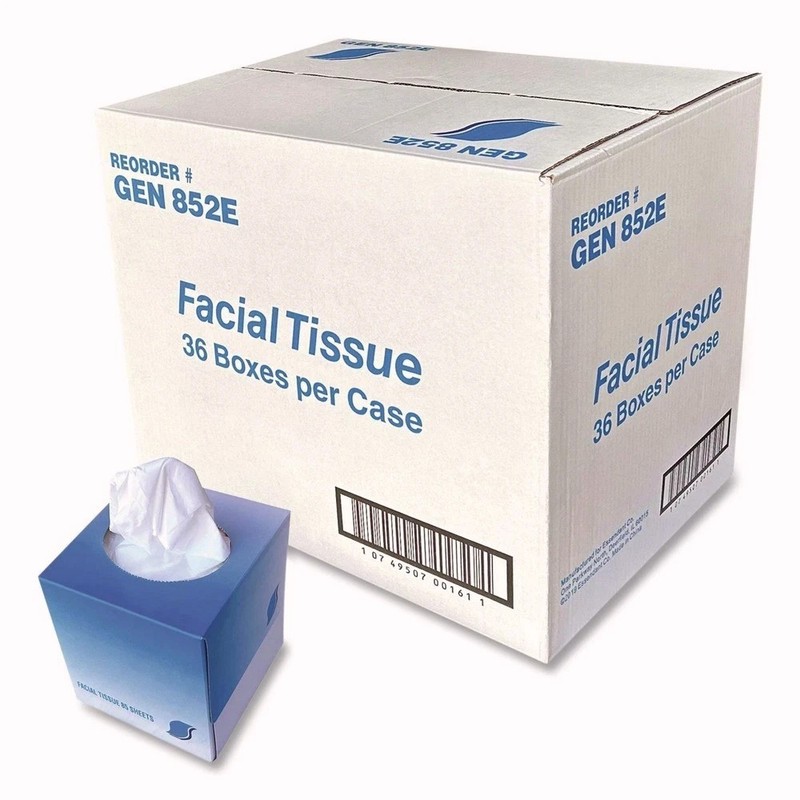 GEN 852E 2-Ply Facial Tissue Cube BX - White (36 BX/CT) New