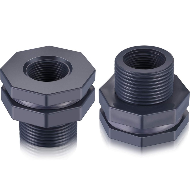 Outus 2 Pieces 3/4 Inch PVC Bulkhead Fitting for Rain Inch, Octagonal