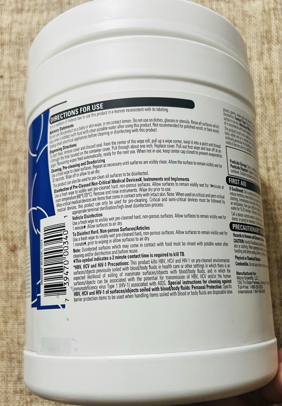 *1-Pack* Micro-Scientific Opti-Cide MAX Disinfectant Cleaner Wipes M60034 gallery