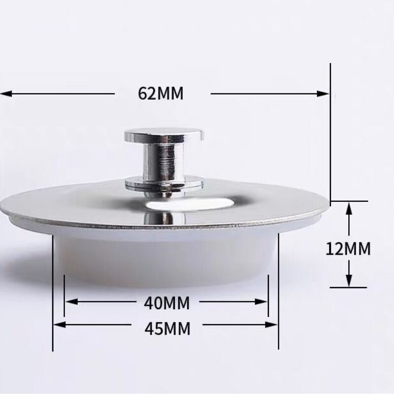 40mm Inner Dia Stainless Steel Sink Drain Cover Seal Plug Silver Tone 2Pcs gallery