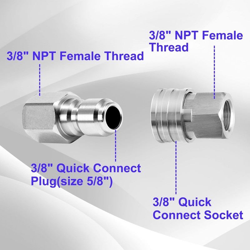 M MINGLE Ball Valve Pressure Washer Adapter, 2 Sets 3/8 Inch 1.6 inch, Silver gallery