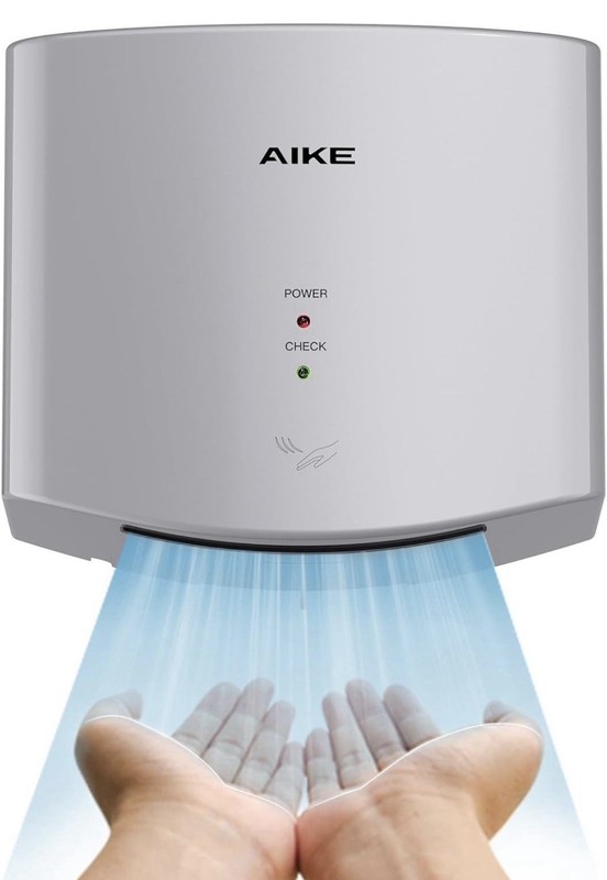 Aike AK2630 Air Wiper Hand Dryer White Compact 110V 1400 Watts with 2 Pin Plug