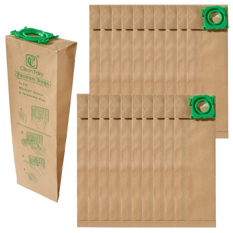 CF Clean Fairy 20pack Vacuum Filter Bags Compatible with Windsor Sensor Brown