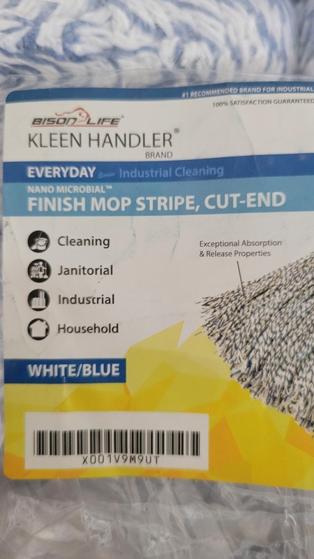 Kleen Handler Finish Mop Stripe Cut-End White/Blue BLKH-ES-NMFM-1 WBL 5pk gallery