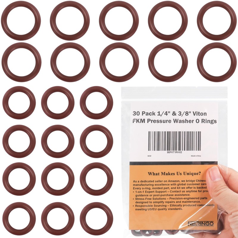 NBRINGO Power Pressure Washer O Rings - 30 Pack Viton 1/4" and 3/8", Brown