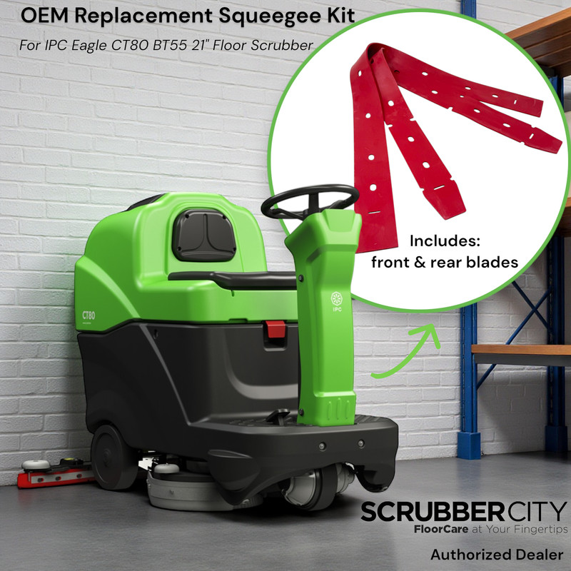 OEM Squeegee Blade Set Front & Rear for IPC Eagle 21" CT80 BT55 Floor Scrubber
