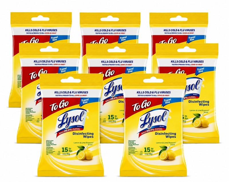 8x Lysol To Go Travel Size Disinfecting Wipes Lemon & Lime Blossom 15 Count gallery