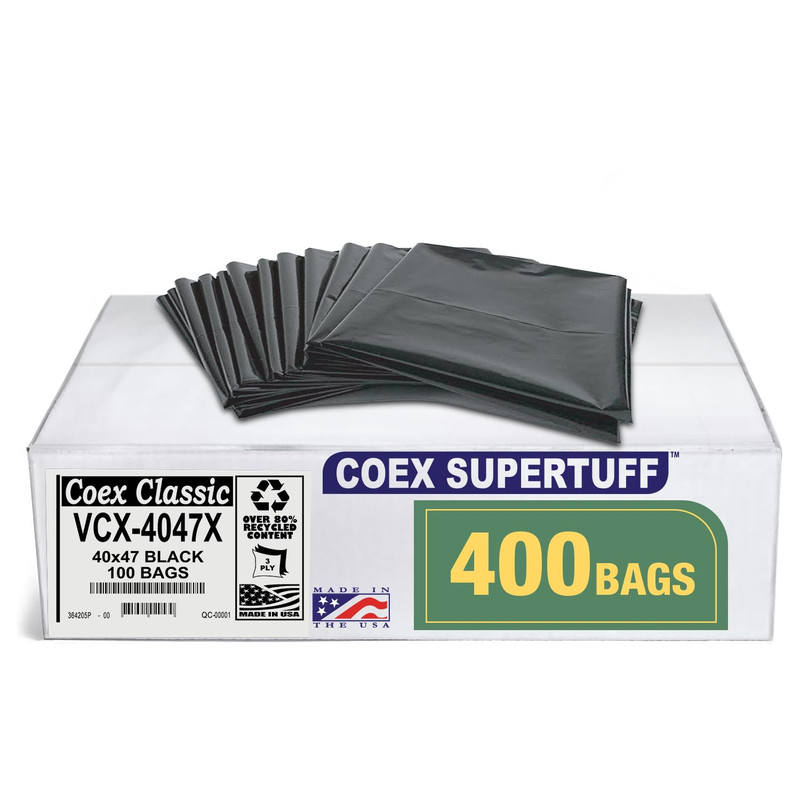 Aluf Plastics – Value Coex 3 Ply Garbage Bags 45 Gallon 1.5 Mil Eq 40X47 Black