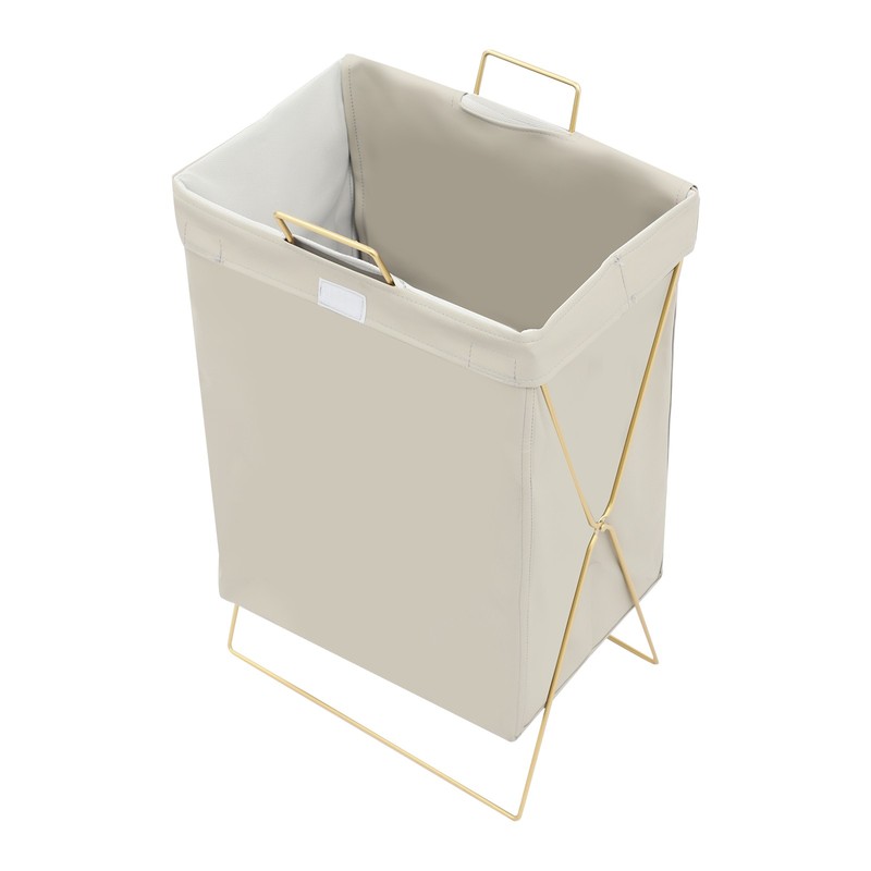 Gray + Gold Laundry Hamper X-Frame Laundry Basket, Dirty Clothes Basket w/Lid gallery