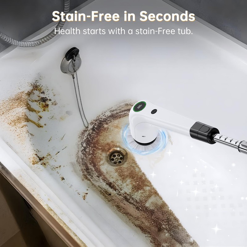 PUFTEM Electric Spin Scrubber, Cordless Shower Scrubber with 8 Scrub Black gallery