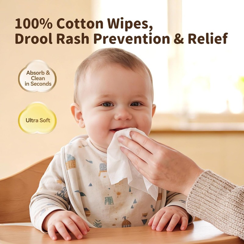 100% Cotton Dry Wipes, USDA Certified Baby Wipes, Soft & Gentle, Hypoallergen... gallery