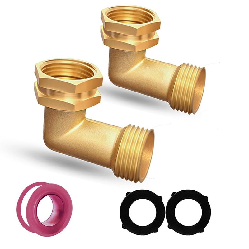 Garden Hose Elbow Connector 90 Degree Brass 3/4 inches, Golden