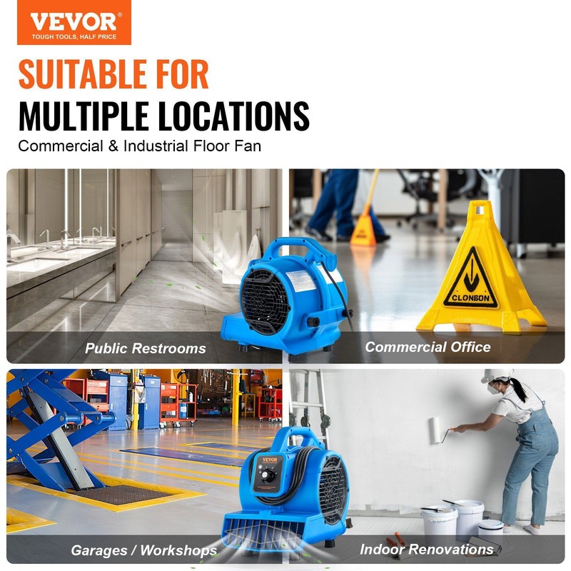 Floor Blower 1360 RPM 600 CFM Air Mover with 4 Blowing Angles 3-Speeds gallery