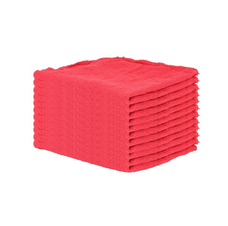 Lot of 10 Shop Towels 13 X 14 Red Cleaning Rags Auto Garage Home Shop Washable