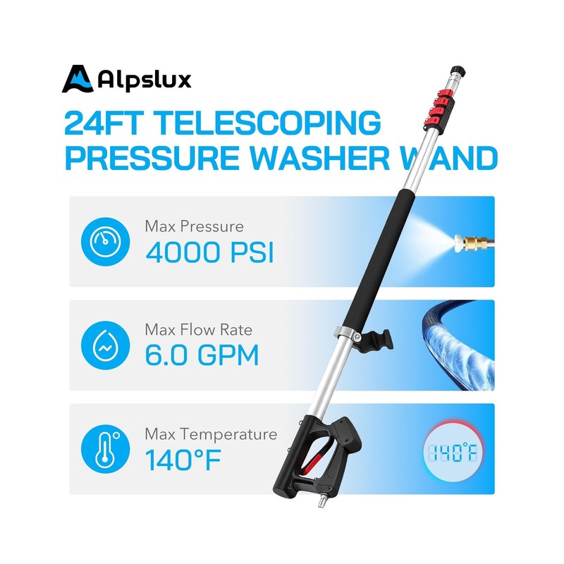 Gutter Cleaning Tools 24 FT Telescoping Pressure Washer 3 Extension Wands, Gu... gallery