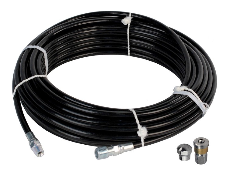 Schieffer 1/8″ x 100′ 4800 PSI Thermoplastic Sewer Jetter Hose & 5.0 Nozzles