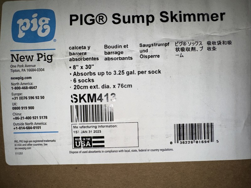 Pig SKM413 Sorbents, 20 Gal, Oil Absorbed, White, Polypropylene*FAST FREE SHIP* gallery