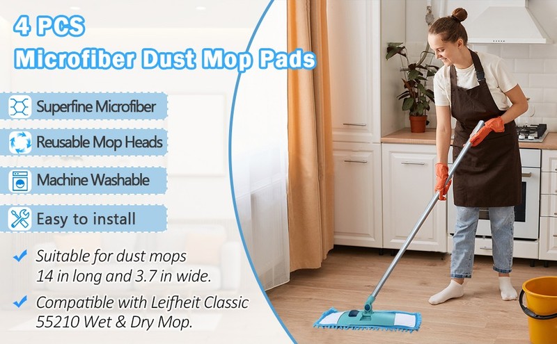 4PCS 16'' Microfiber Dust Mop Pads patible with Leifheit 55210,Reble gallery