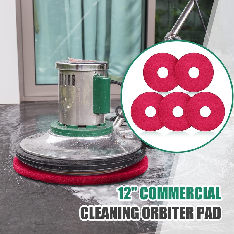 12" Cleaning Orbiter Pads - 5 Pcs Commercial Floor Buffer & Scrubber for Hardwoo gallery