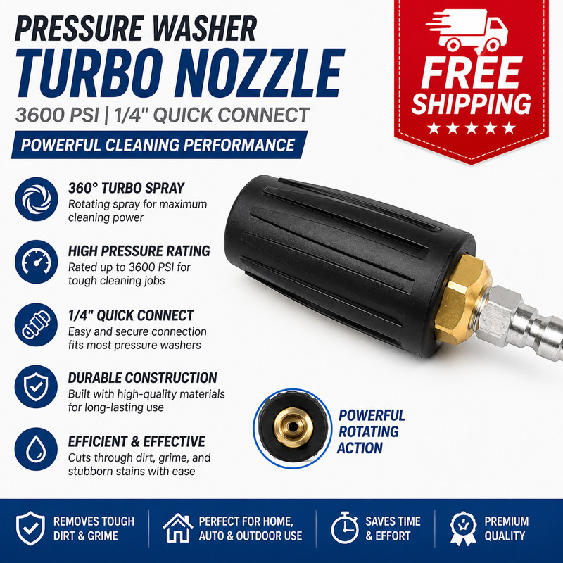 Turbo Pressure Washer Nozzle 4500 PSI 1/4" Quick Connect Rotary Spray Tip