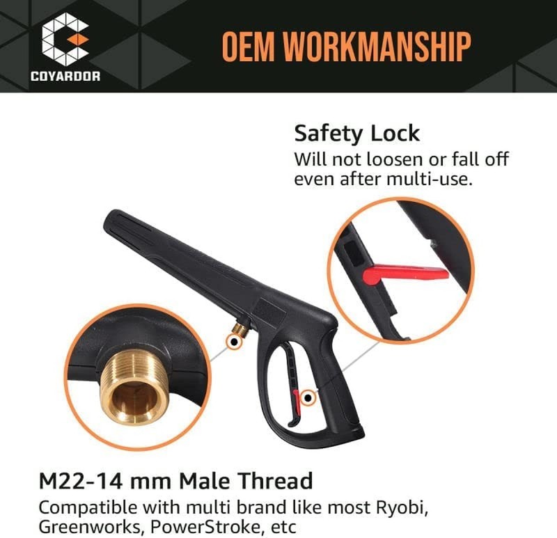Pressure Washer Gun with Extension Wand & 5 Spray Nozzle Tips, M22-14mm & M22... gallery