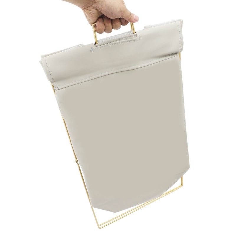 Gray + Gold Laundry Hamper X-Frame Laundry Basket, Dirty Clothes Basket w/Lid gallery