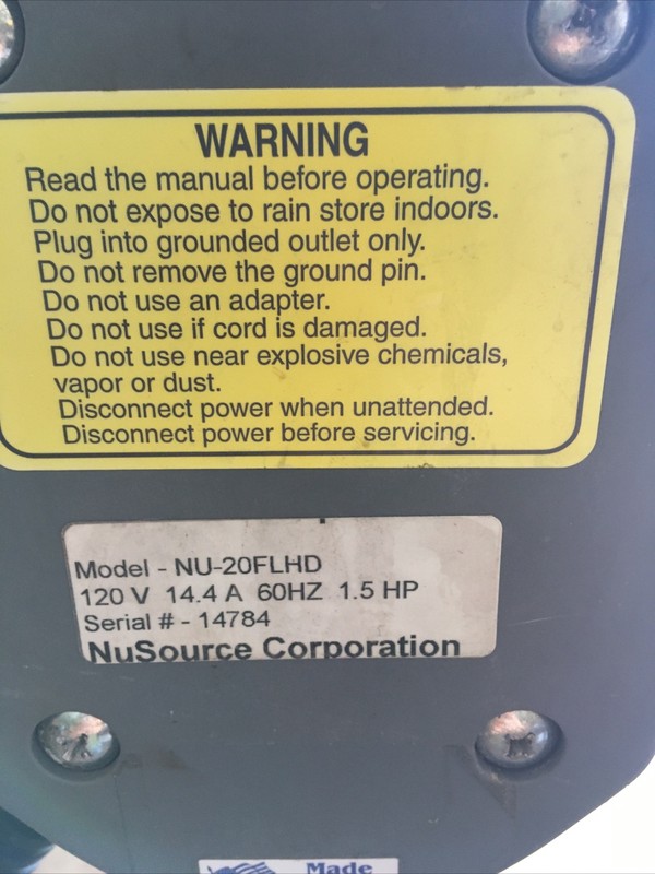 NuSource Nu-20FLHD floor machine Made In USA 15 amp 1.5 HP motor, freight ship gallery