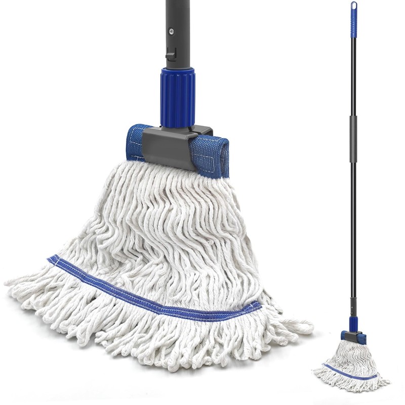 Commercial Mop Heavy Duty, 57.5 inches Long Handle Large Looped-End Industria…