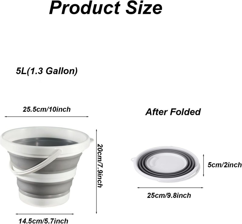 Collapsible Buet 1.3 Gallon 5L Water Buet for Cleaning Foldable gallery
