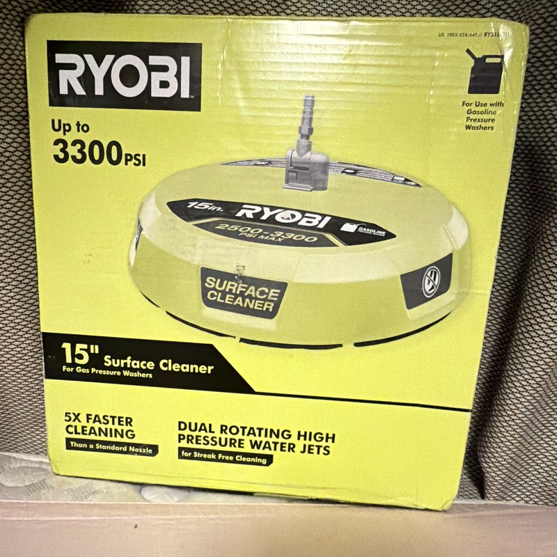RYOBI RY31012 15 in Surface Cleaner Attachment for Gas Pressure Washers 3300 PSI