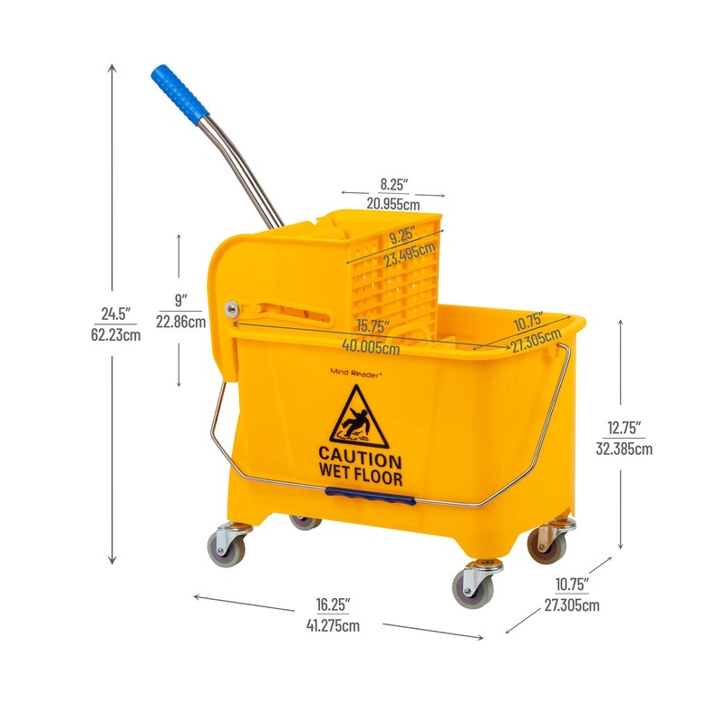 Mobile Heavy Duty Mop Bucket W/ Down Press Wringer 22-Quart Capacity Yellow gallery