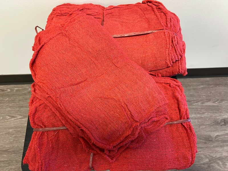 2500 PIECES NEW RED INDUSTRIAL SHOP RAGS CLEANING TOWELS gallery