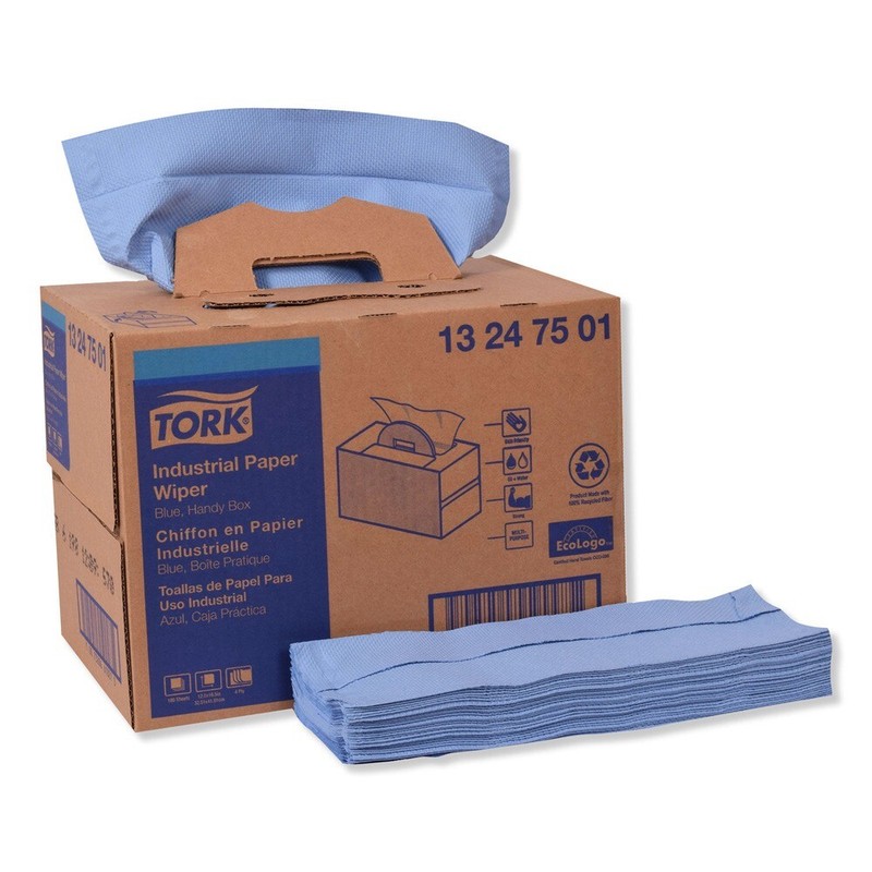 Tork 13247501 12.8 x 16.5 4-Ply Industrial Paper Wiper – BLU/UNSC (180/CT) New