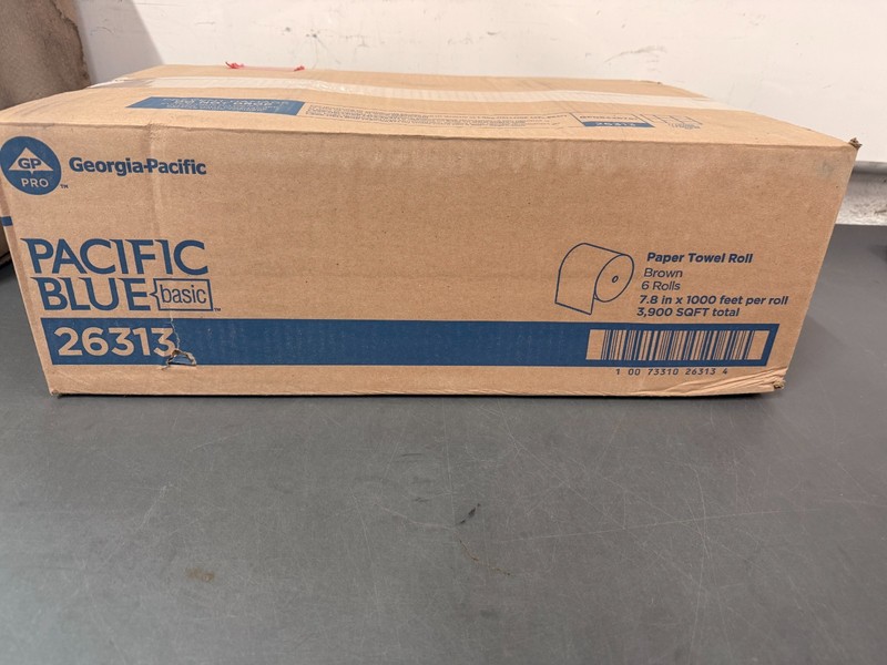 CASE OF 6 ROLLS Pacific Blue Basic Brown Recycled Paper Towel Rolls, 1-ply, 7.8" gallery