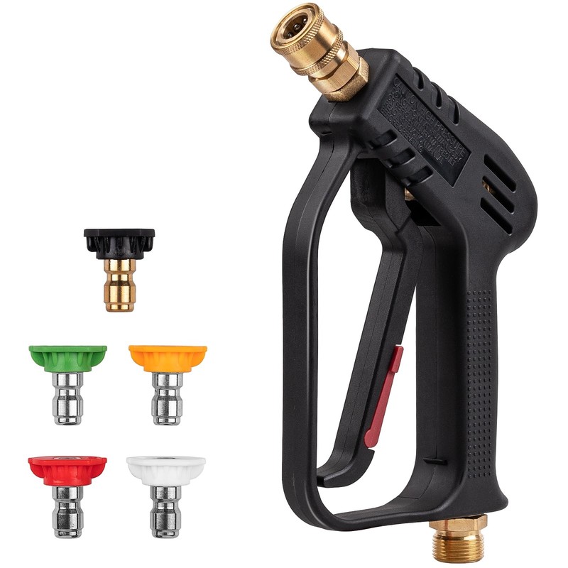 Pressure Washer Gun, Max 4000 PSI with 5 Colorful Nozzles, 1/4″ Quick black
