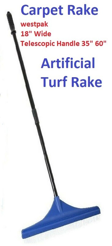 Westpak Carpet, Artificial Turf Rake 18 Wide Telescopic Handle 35 to 60in