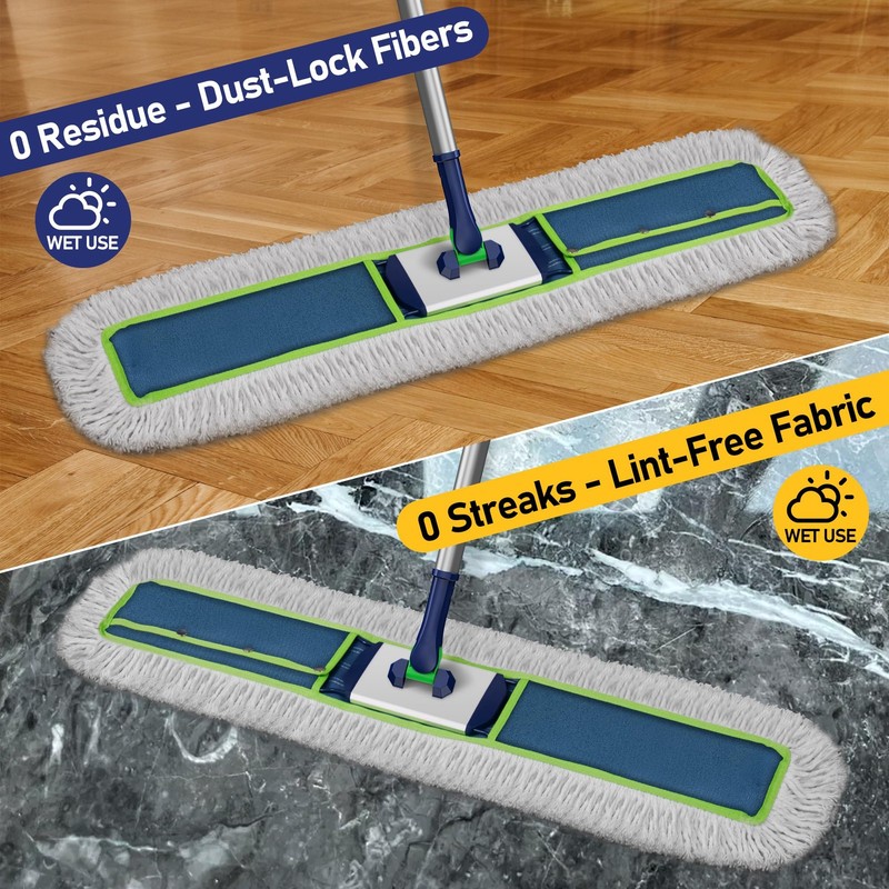 Enspoway 41" Commercial Dust Mop: Large Push Broom Wide 41", Green Blue gallery