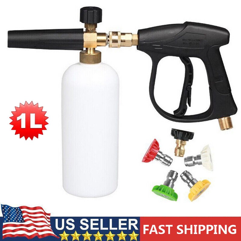1/4″ Snow Foam Pressure Washer Gun Car Wash Soap Lance Cannon Spray Jet Bottle