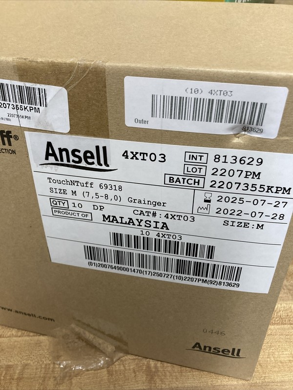 Box Of 1000 Ansell 69-318 Disposable Gloves, Size Medium, 5 mil, New gallery