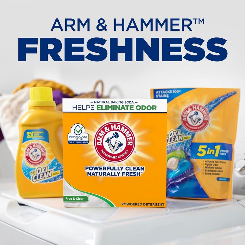 Arm & Hammer Laundry Detergent, Free of Perfume & Dyes, Powder, 100 Loads,... gallery