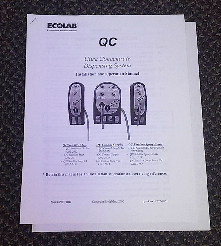 ECOLAB ULTRA CONCENTRATE DISPENSING SYSTEM QC CENTRAL SUPPLY, 9202-2028 QC C0VID gallery