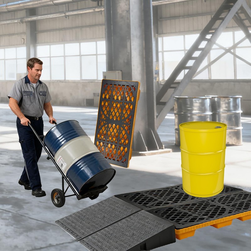 2 Drum Modular Spill Containment Platform, 2000LBS Capacity, 48"x24"x4" gallery