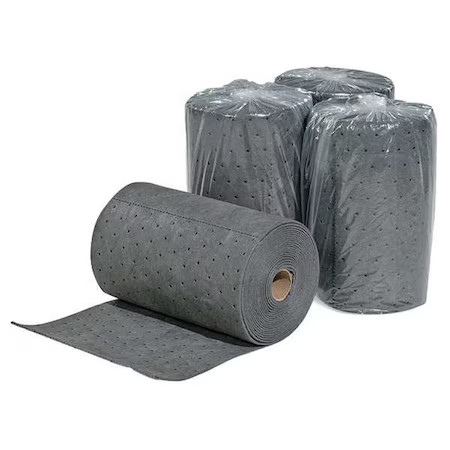 Pig Mat193 Sorbent Roll, 7 Gal, 10 In X 25 Ft, Universal, Gray, 4 Pk