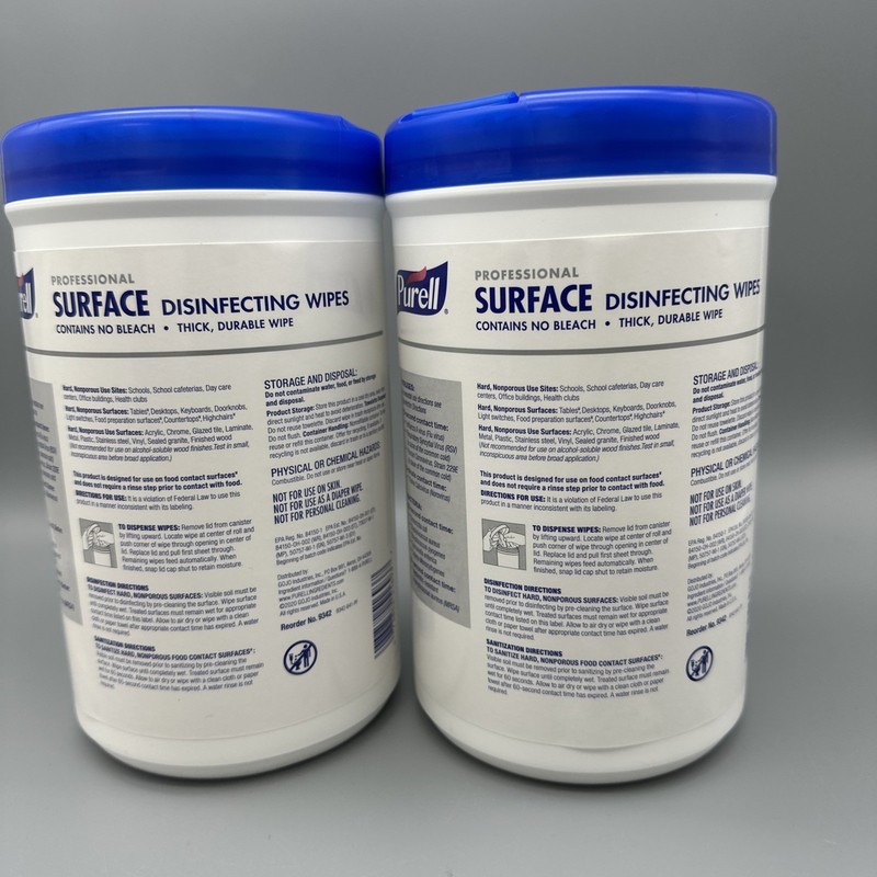 LOT OF 2 PURELL Disinfecting Cleaning Wipes - White 934206CT 1-Ply gallery