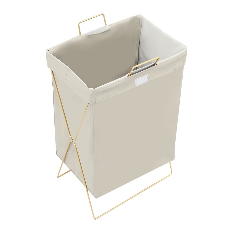 Gray + Gold Laundry Hamper X-Frame Laundry Basket, Dirty Clothes Basket w/Lid gallery